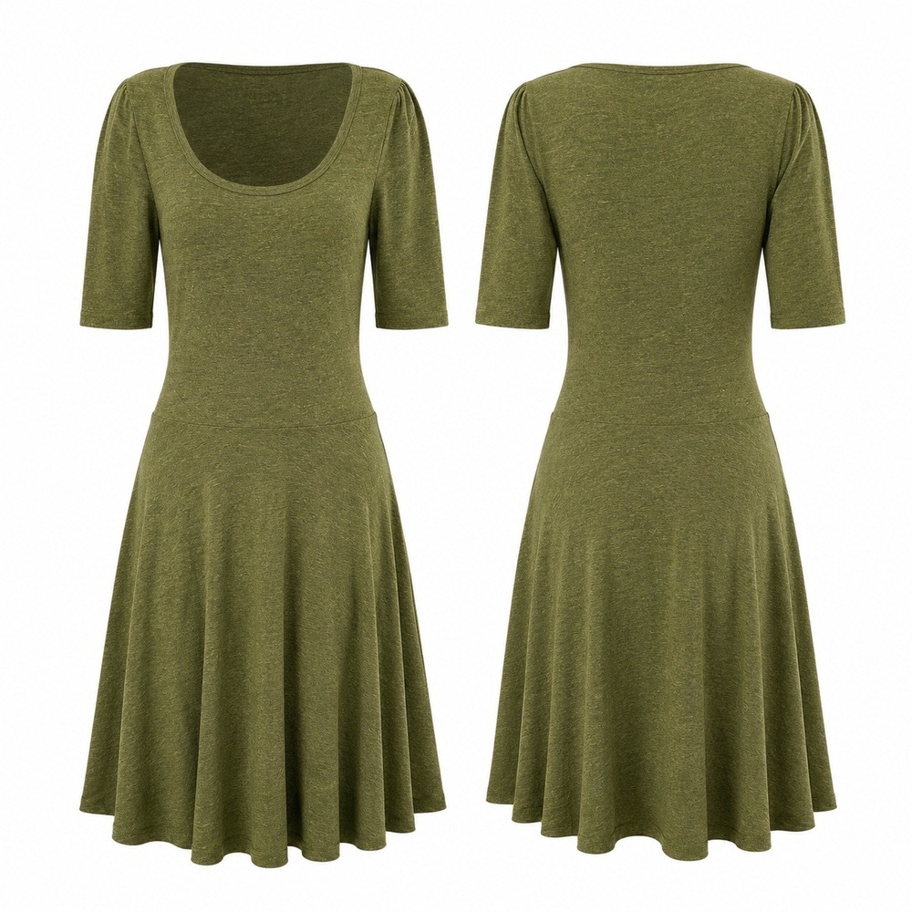 LuLaRoe Nicole Dress Womens‎ Small Olive Green Good Heathered Scoop Neck Circle